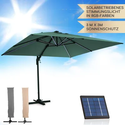 Obrázok produktu pre Blumfeldt slnečník so solárnym panelom, LED osvetlenie, UV ochrana, nastaviteľný