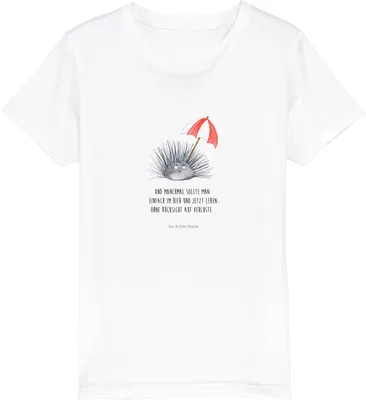 Produktbild von Mr. & Mrs. Panda Kleinkinder T-Shirt Seeigel 12-14 Jahre (152/164) - Weiß - Geschenk, Teenager, Kinder-T-Shirt, Öko Kinder, Kindershirt, Meer, Achtsamkeit, Kurzarm, Leben