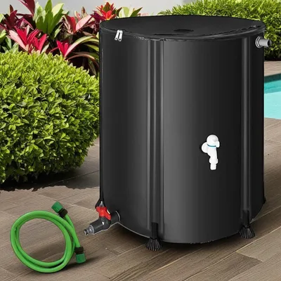 Immagine prodotto di Cisterna per acqua piovana pieghevole - 1000 litri - PVC con coperchio e rubinetto