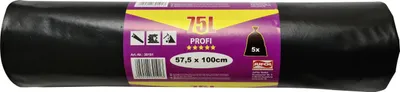 Produktbild von Bauschuttsäcke 75 L ca. 100 my, schwarz 575 x 1000 mm, LDPE, 5 Stück/Rolle