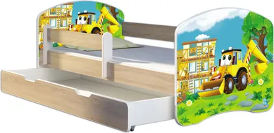 Obrázok produktu pre Posteľ pre mladých ACMA detská posteľ junior kompletná súprava s lamelovým roštom a ochranou proti vypadnutiu matraca Sonoma 20 Bagger 160x80 + základňa postele