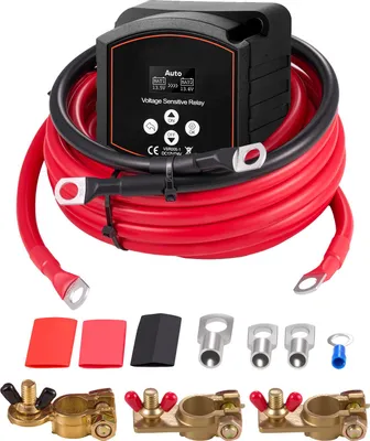 Obrázek produktu pro SucceBuy sada dvojitého vypínacího relé, 12 V, 300 A, napěťově citlivé relé s LCD voltmetrem, vypínač baterie, vhodné pro olověné baterie, ideální pro UTV a ATV