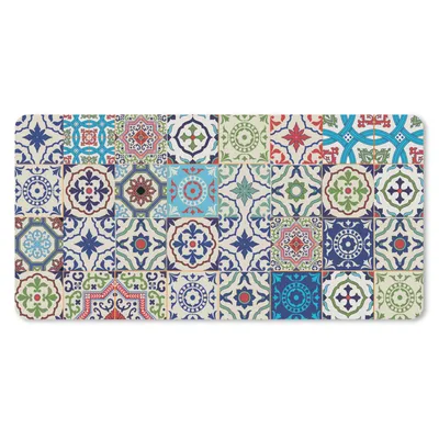 Produktbild von MuchoWow® Mauspad Mousepad Blumen - Muster - Grün - Blau 60x30 cm - Mousepads - Maus Mat - Pad - Mausunterlage - Nachhaltig