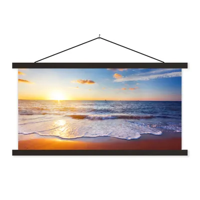 Produktbild von MuchoWow® Textilposter Strand - Meer - Sonne - Horizont 150x75 cm mit schwarzem Rahmen - Posterleiste