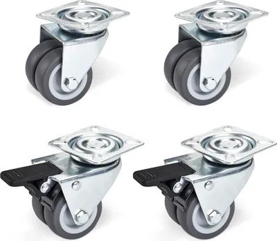 Produktbild von 4er Set SOTECH Möbelrolle Durchmesser 50 mm 2x mit Bremse und 2x ohne Bremse Ø 50 mm