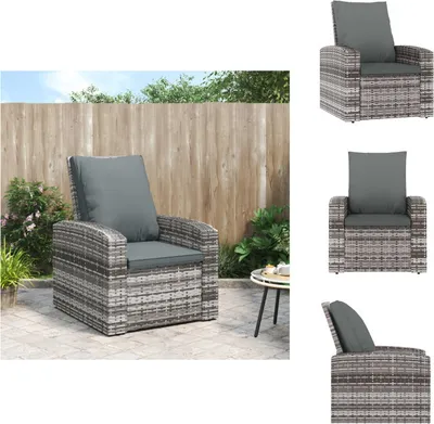Obrázok produktu pre vidaXL Záhradné stoličky nastaviteľné s vankúšom Grey Poly Rattan - Záhradné stoličky