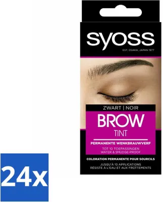 Obrázek produktu pro SYOSS - Brow Tint Black - Tint na obočí - Dlouhotrvající barva - Až 10 aplikací - Cenově výhodné balení - 24 kusů