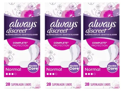 Obrázek produktu pro Inkontinenční vložky Always Discreet normal 28 kusů 130g 3-pack