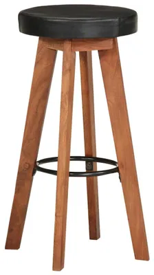 Produktbild von vidaXL Barhocker 2 Stk. Echtleder und Massivholz Akazie
