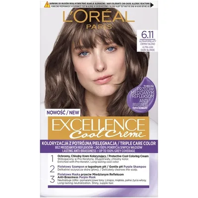 Zdjęcie produktu dla Farba Do Włosów L'oréal Paris Excellence Cool Creme 6.11 Ultrapopielaty Ciemny Blond