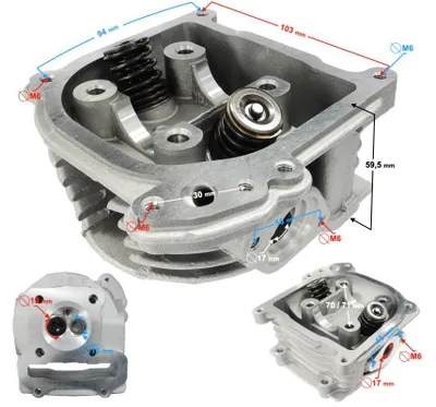 Immagine prodotto di Testata Moretti per scooter 4T 80 cc 139QMB con valvole lunghe e ricircolo