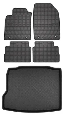 Productafbeelding van Rubberen automatten + kofferbakmat voor Opel Vectra C 2002-2008 (sedan) – 5-delig, zwart, op maat – Wielganizator SolidPRO