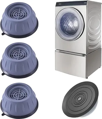 Produktbild von Schwingungsdämpfer Waschmaschine, 4 Stück Universal Vibrationsdämpfer mit Gummiunterlage, Anti Vibration Füße Dämpfer für Waschmaschinen und Trockner, Waschmaschine Antivibrationsmatte