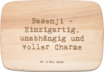 Produktbild von Mr. & Mrs. Panda Frühstücksbrettchen Spruch Basenji Charme - Transparent - Geschenk, Hunderassen Beschreibung, Schneidebrett, Hundeliebe, barkless dog, Frühstücksbrett