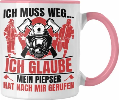 Produktbild von Trendation - Feuerwehr Spruch Geschenk Tasse Feuerwehrmann Geschenkidee Lustig Männer (Rosa)