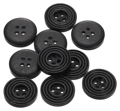 Runde Harzknöpfe, schwarz, 18 mm, 4 Löcher, 10 Stück