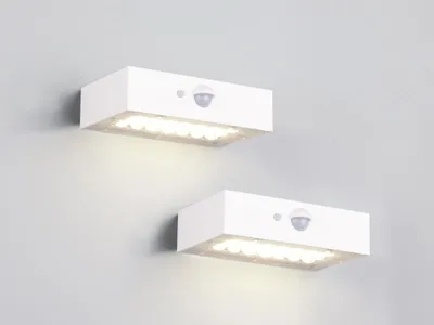 Produktbild von 2er Set Solar Wandleuchte außen mit Bewegungsmelder, Terrassenlampe wetterfest