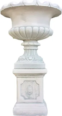 Produktbild von Schöne Amphore mit Sockel als Set bestehend aus Steinguss perfekt für den Garten die Terrasse oder den Vorgarten ist Witterungsbeständig und Neu 93cm H, 6327uPO-74
