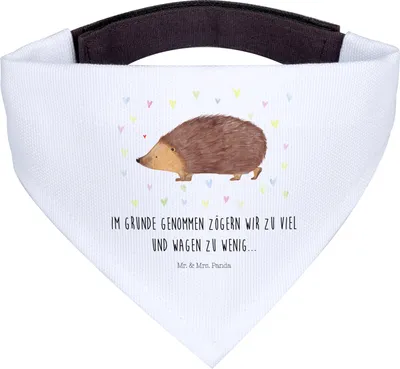 Produktbild von Mr. & Mrs. Panda Dreieckstuch Igel Herzen - Weiß - Geschenk, Halstuch für Hund, Bandana, Hunde, Kuss, Liebe, Herz, Lustige Sprüche, Hundehalstuch, Leben