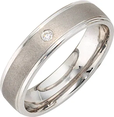 Produktbild von JOBO Partner Ring 925 Sterling Silber rhodiniert teilmattiert 1 Zirkonia Silberring Größe 50
