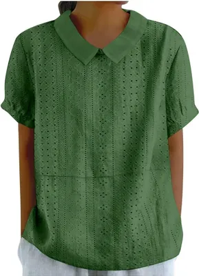 Produktbild von Damen Mit Print Sommer Bluse Lässiges Farbblock-/ lockere, Bequeme Kurzarm-Tops mit V-Ausschnitt