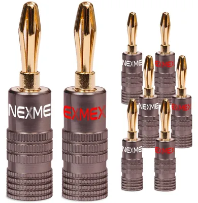 Produktbild von Bananenstecker 4mm schraubbar 8x Stecker vergoldet NEXMEX für Lautsprecherkabel