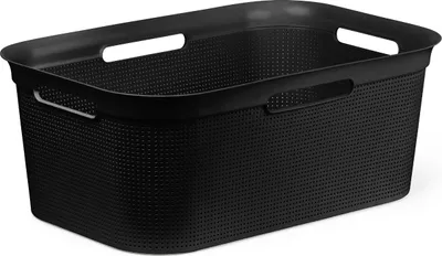 Produktbild von Wäschekorb für Mangel Rotho Brisen 41L schlichtes und stilvolles Design Boxen schwarz