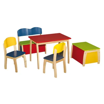 Produktbild von roba Kinderstuhl, Stuhl mit Lehne für Kinder, Holz bunt lackiert