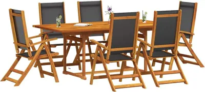 Produktbild von vidaXL 7-tlg. Garten-Essgruppe Massivholz Akazie und Textilene