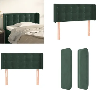 Produktbild von vidaXL Kopfteil mit Ohren Dunkelgrün 103x16x78/88 cm Samt - Kopfteil - Kopfteile - Bett-Kopfteil - Bettkopfteil