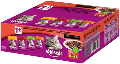 Produktbild von Whiskas Adult 1+ | Katzenfutter Klassische Auswahl in Sauce Multipack 80x100g