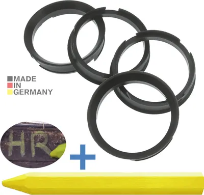 Produktbild von 4X Zentrierringe 72,6 x 63,4 mm Dunkelbraun Felgen Ringe + 1x Reifen Kreide Fett Stift