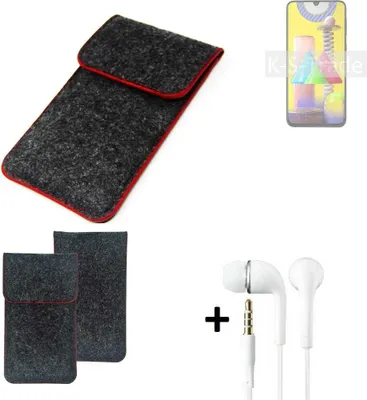 Produktbild von K-S-Trade Handy Schutz Hülle kompatibel mit Oukitel WP8 Pro Schutzhülle Handyhülle Filztasche Pouch Tasche Case Sleeve Filzhülle dunkelgrau roter