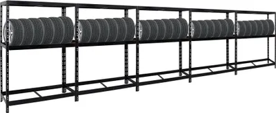 Produktbild von Mega Deal | 5x Reifenregal Tiger | HxBxT 180x130x50 cm | bis zu insgesamt 60 Reifen | mit Fachboden | Schwarz