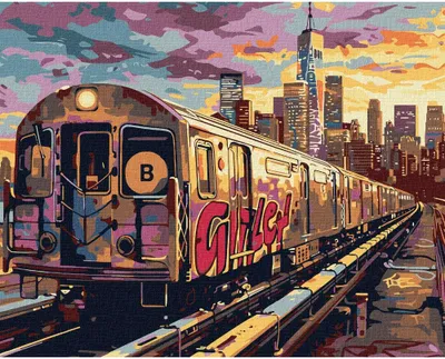 Image de peinture par numéros avec cadre Peinture métro 50x40 cm