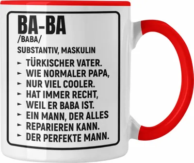 Produktbild von Trendation - Türkischer Vater Geschenk Tasse Türken Kaffeetasse Baba Papa (Rot)