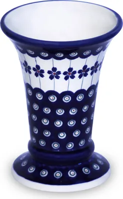 Produktbild von Original Bunzlauer Keramik 500ml Vase „Johanna“ 15,6 cm – Handgefertigte Blumenvase, Nachbildung 166a
