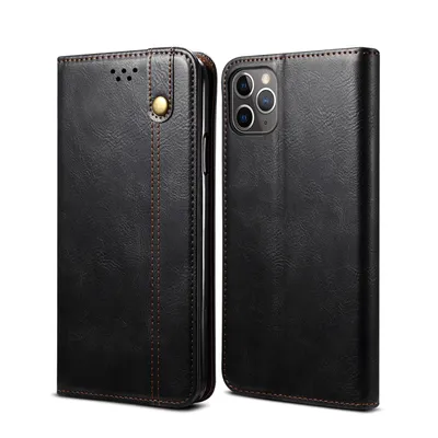 Immagine prodotto di Custodia per iPhone 11 Pro Max, custodia flip in pelle con funzione stand nero