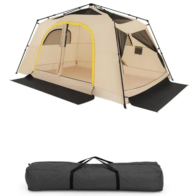 Produktbild von KOMFOTTEU Familienzelt wasserfest, Campingzelt für 10 Personen, Kuppelzelt mit Regendach, sonnenschutz, inkl. Tragetasche, 4 Windseile & 8 Heringe, Kabinenzelt für Camping & Hinterhof, 399x267x201cm