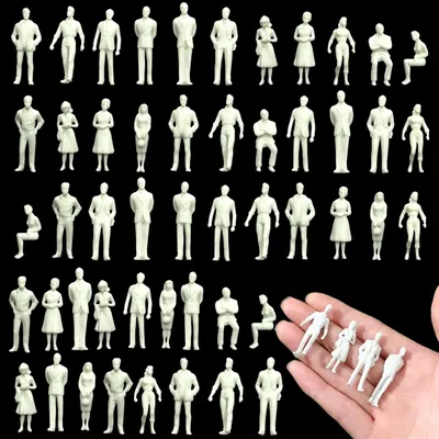 Miniaturfiguren, 50 Stück, unbemalt, 1:50, verschiedene Posen