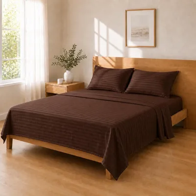 Obrázok produktu pre Solidchoice – Komplet posteľnej bielizne z mikrovlákna, rozmery: 210x240 cm / 150x200 cm + 25 cm / 50x80x2 cm – čokoládová farba