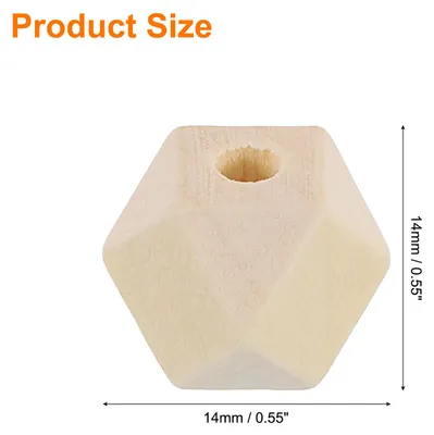Produktbild von 50 Stš¹ck Geometrische Holzperlen, 14mm Holz Perlen zum Auff?deln mit Loch, Naturfarbene lose Abstandshalterperlen fš¹r die Schmuckherstellung und Heimdekoration