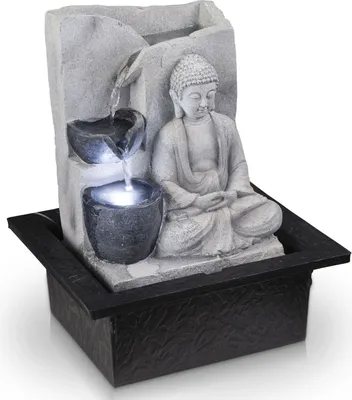 Produktbild von Zimmerbrunnen mit Beleuchtung und Wasser Buddha Tischbrunnen Brunnen LED