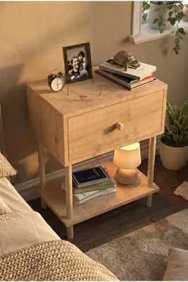 Produktbild von Skye Decor, Hochwertiger Nachttisch (3 Stück) - Saphir Eiche, 100% Melamin, 50 cm