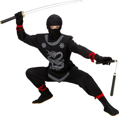 Produktbild von WIDMANN Kinderkostüm Ninja schwarz Größe 140 / 8-10 Jahre