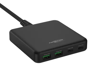 Immagine prodotto di ANSMANN Caricatore USB 65W 4 porte, caricatore veloce USB-C/USB-A