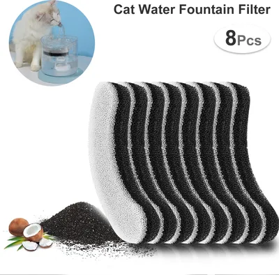 Produktbild von 8pcs Filter fuer 61OZ / 1,8L Transparente Katzenbrunnenfilter Trinkbrunnen Aktivkohlefilter Ersatzfilter fuer Katzenbrunnen