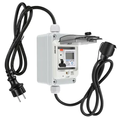 Immagine prodotto di Contatore digitale portatile Eikuavons, 16A, 400V, con presa CEE, protezione differenziale IP67, cavo da 3 metri