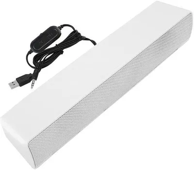 Imagen del producto de Altavoz estéreo - Altavoz para ordenador - Para escuchar música - Sonido envolvente de graves - 32 x 7 x 6 cm - Blanco