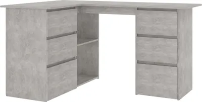 Zdjęcie produktu dla Biurko Narożne, Szarość Betonu, 145X100X76 Cm, Płyta Wiórowa Lumarko!